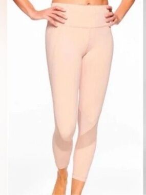 Athleta Light Pink Sheer Calf Panel Leggings